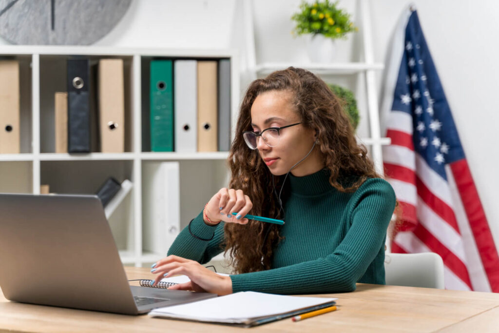 Professional translator preparing a certified translation for USCIS.