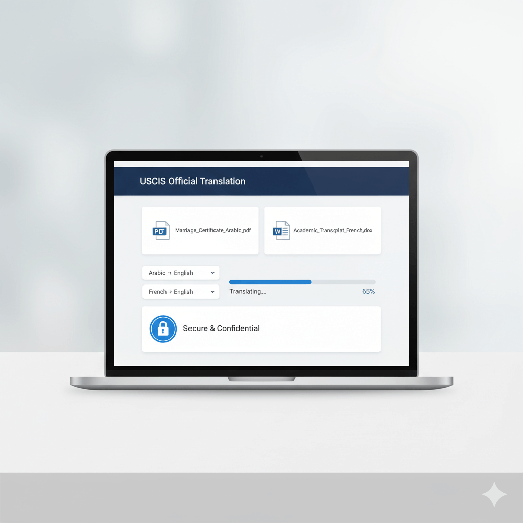 AI document translator dashboard for PDF and Word with secure