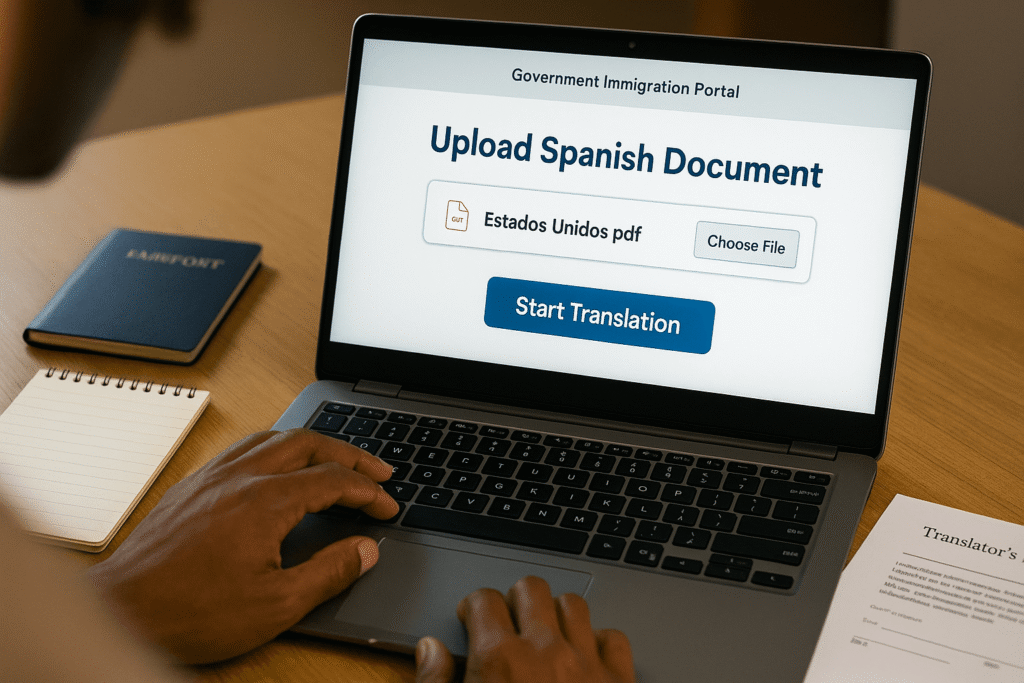 A_photograph_depicts_a_user_uploading_a_Spanish_do
