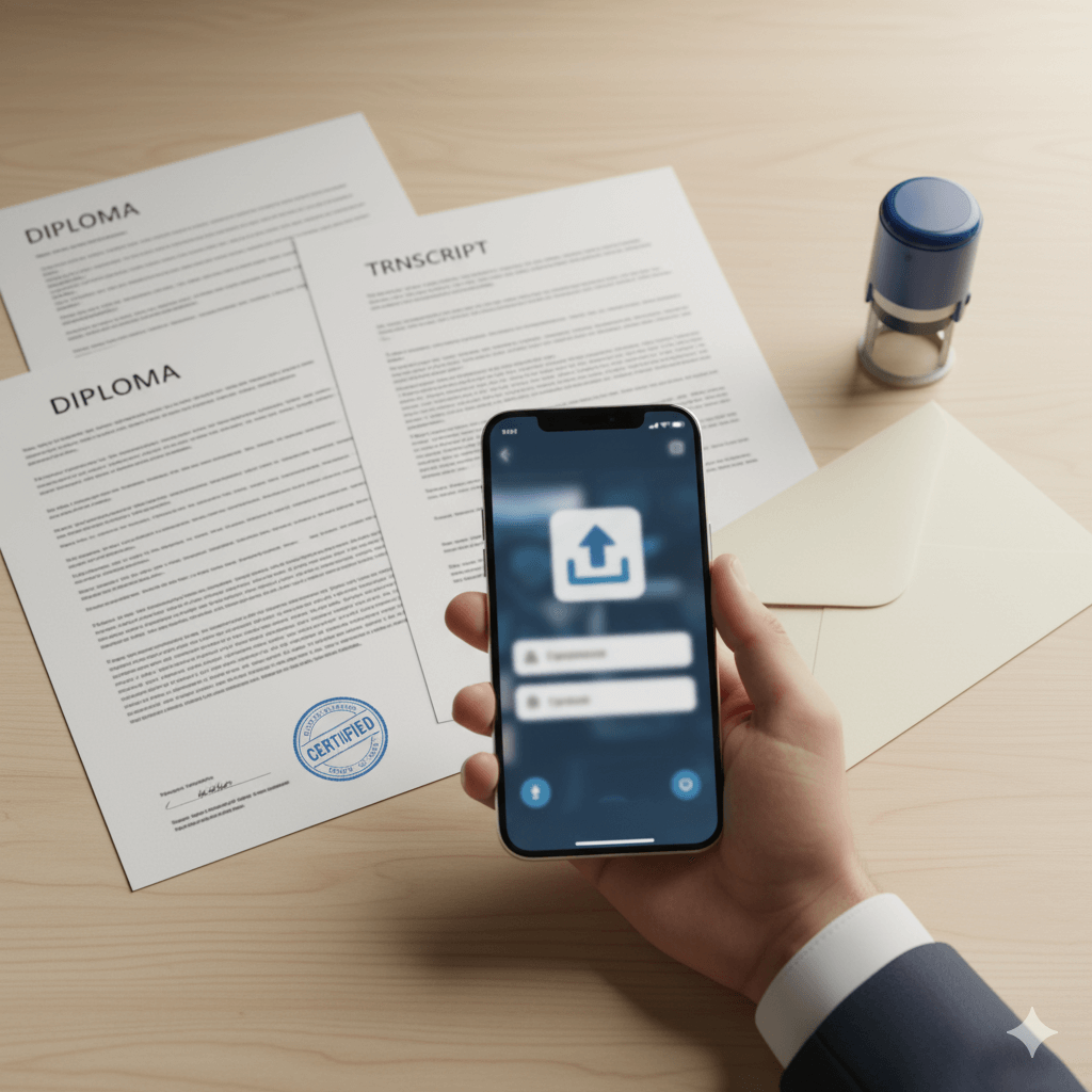 Mobile-friendly upload of academic documents for English to Latin American Spanish translation with secure handling.