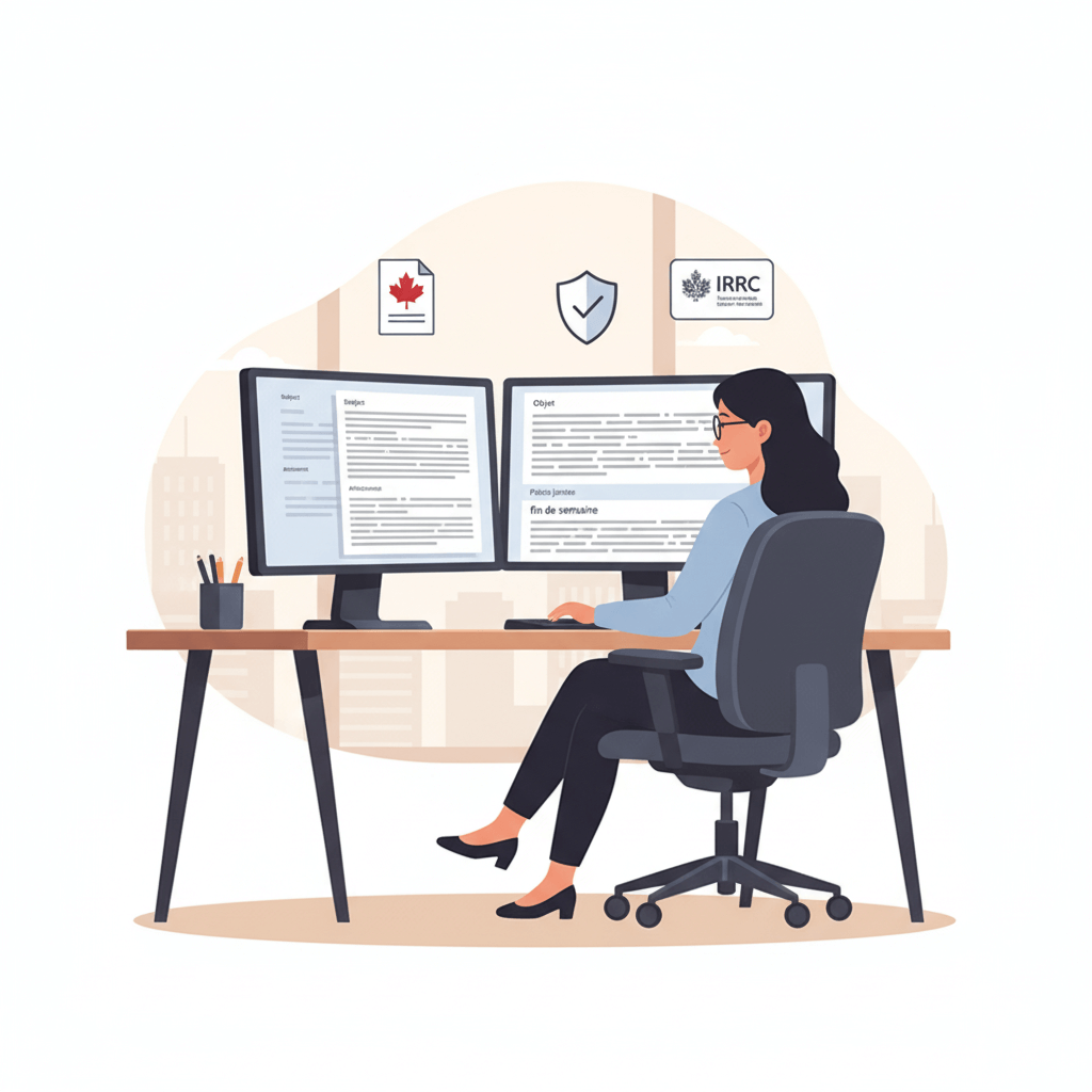 Professional translator converting English content to Canadian French using official terminology