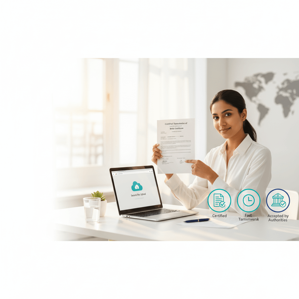 Square roadmap showing how to become a translator—skills, qualifications, portfolio, tools, and experience with translation for visa application documents.