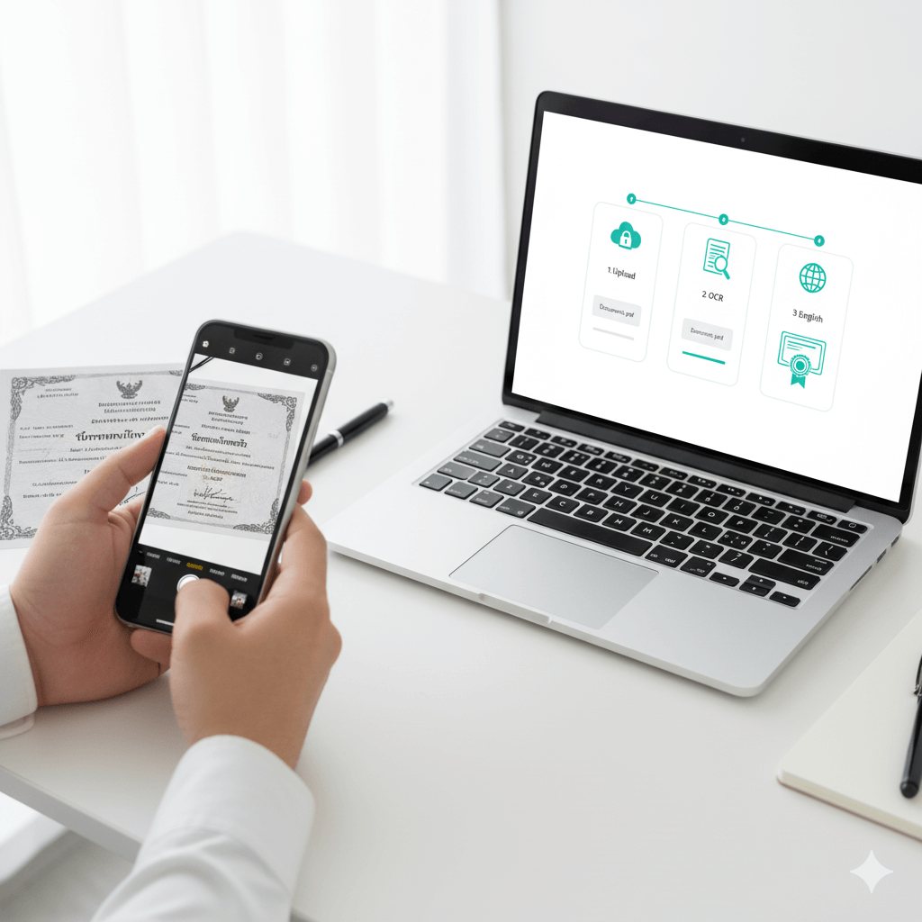 Translate Thai image to English online with secure upload and certified results