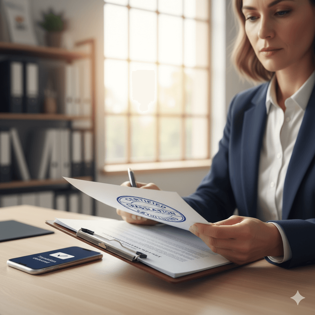 Translate transcripts — certified English translation reviewed and approved, with mobile delivery confirmation.