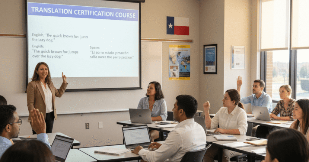 how to become a certified translator in texas — translation certification class at a Texas college