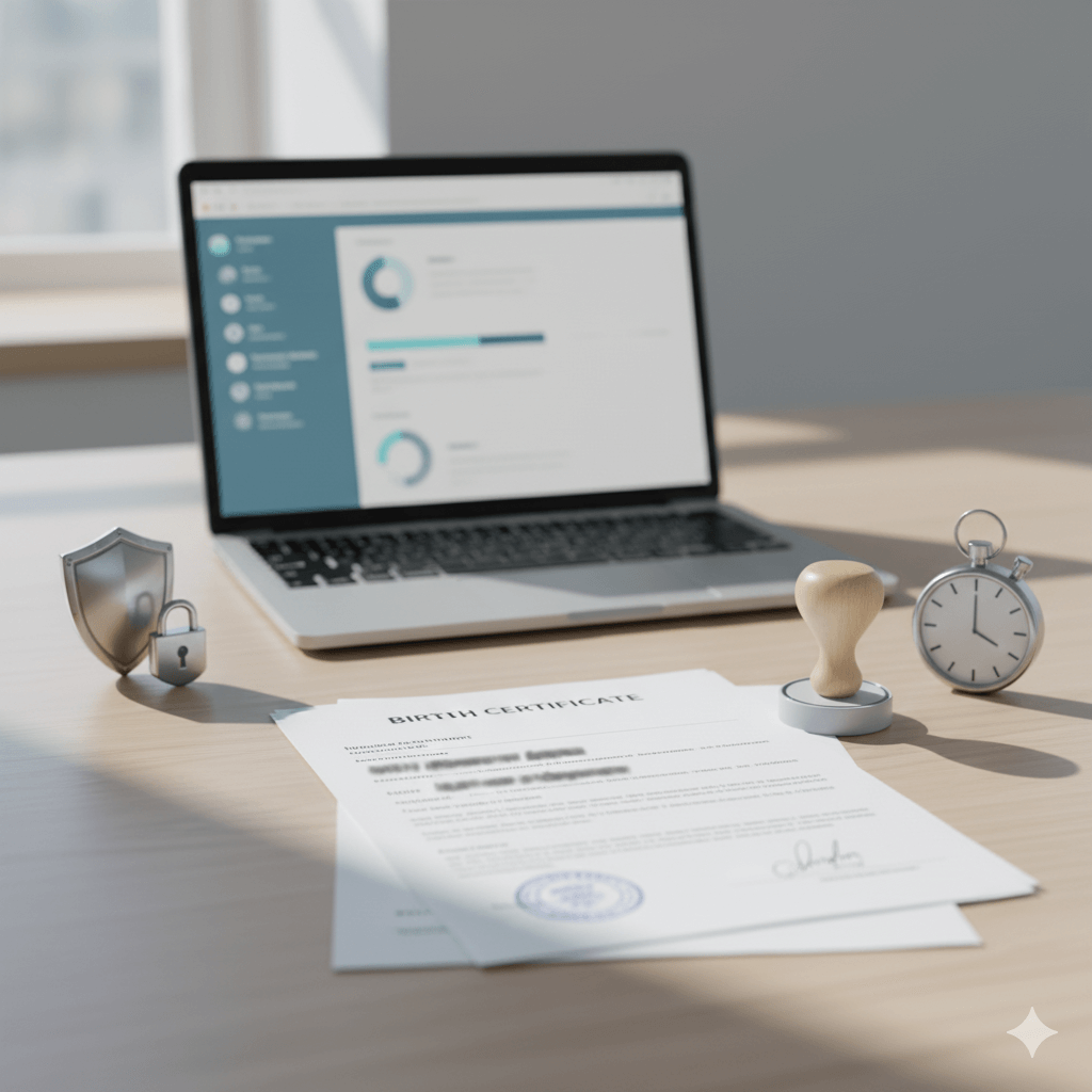 low cost translation services hero with certified documents, security and same-day cues