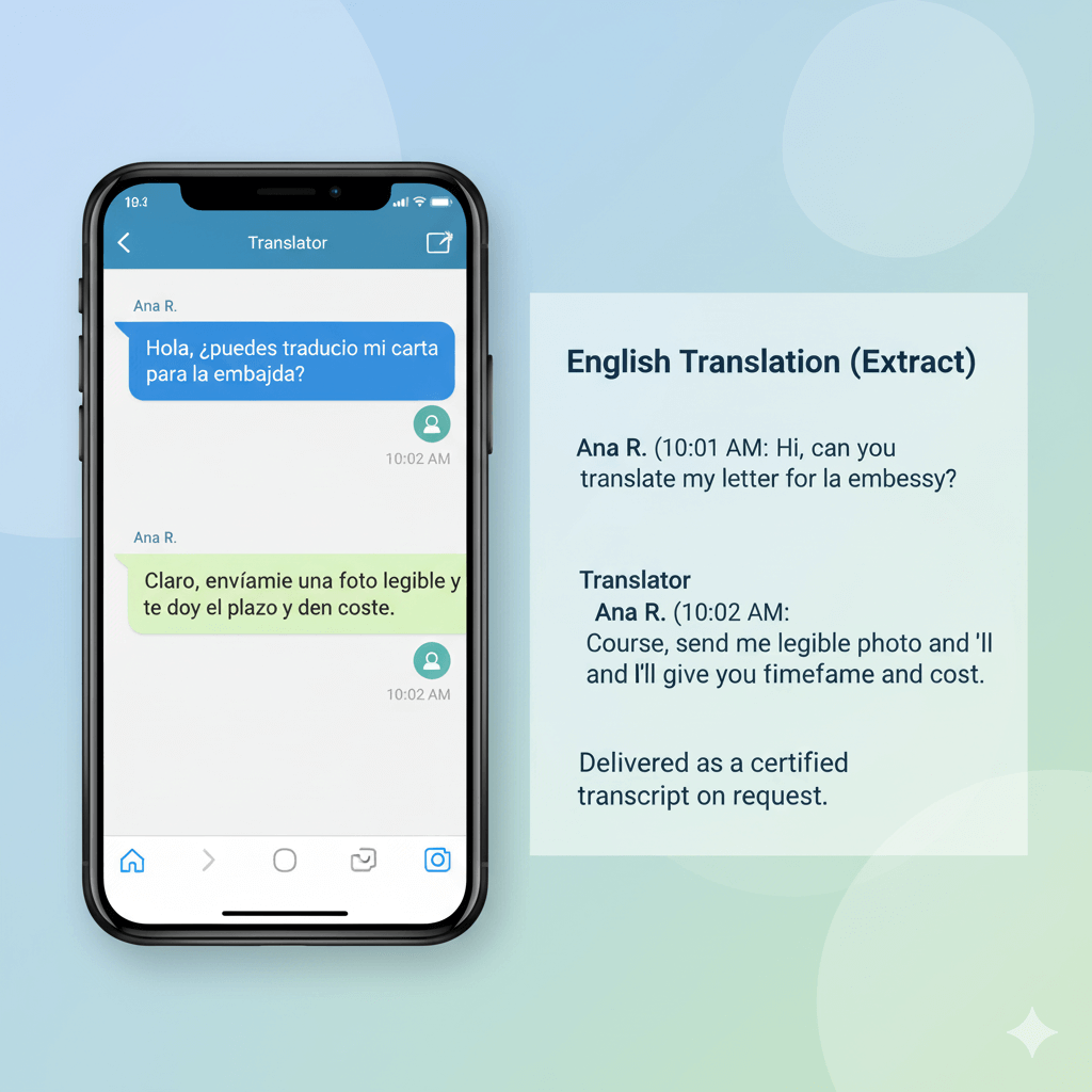 spanish to english translation conversation — whatsapp chat transcript cleaned and timestamped