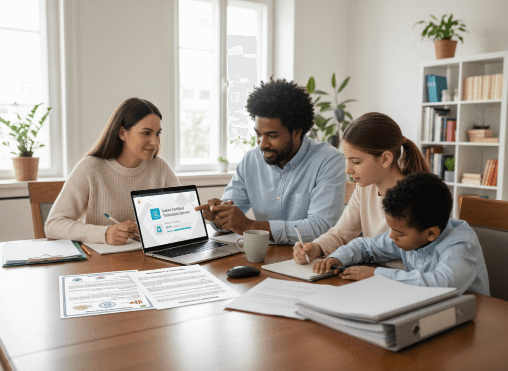 Family checking where to get birth certificate translated into English for a US visa process