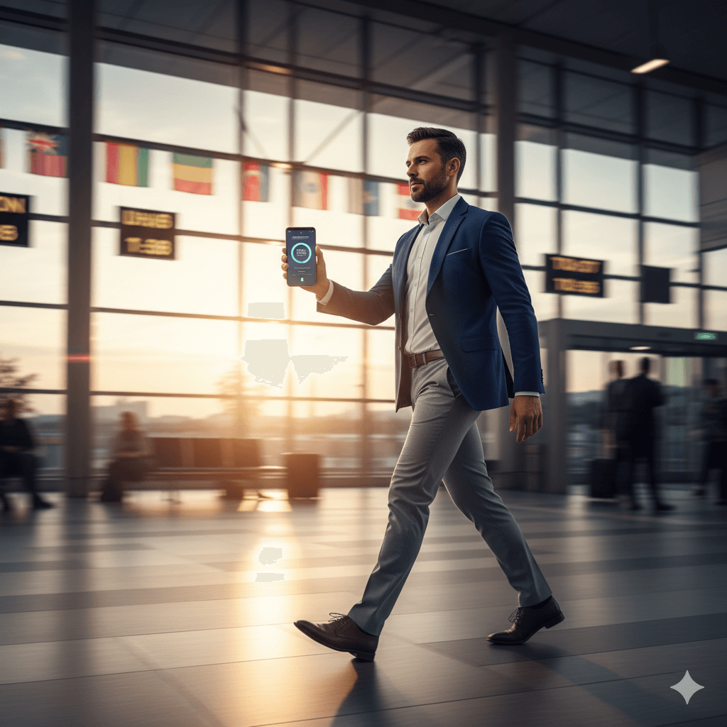 Manager tracking business to business translation services progress on mobile
