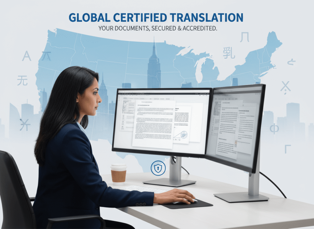Professional translation USA service with translator working across multiple languages and nationwide coverage