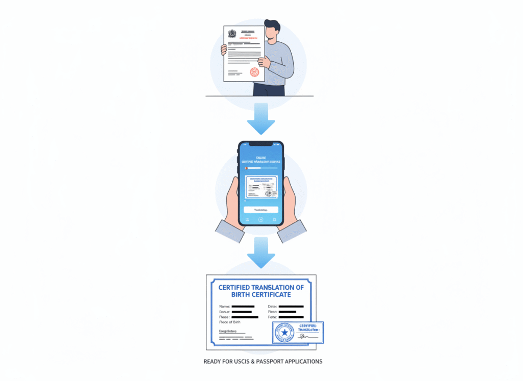 Step-by-step process of getting a birth certificate translated and notarized 