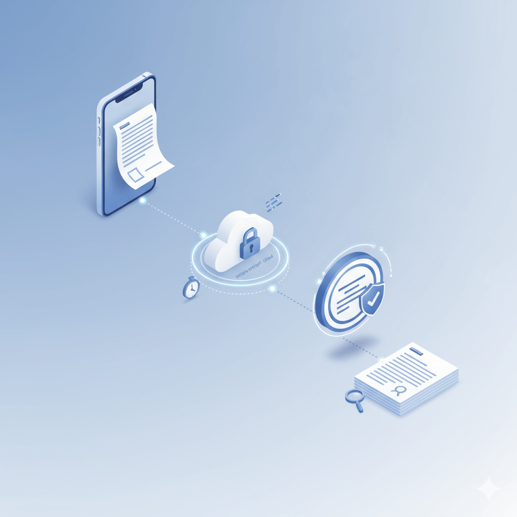 best online translation services visual showing secure capture, cloud processing, and certified output