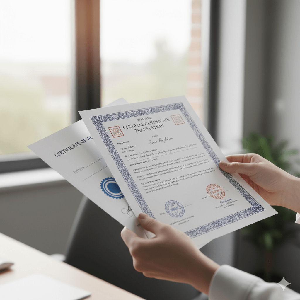 Certified marriage certificate translation with certificate of accuracy ready for submission