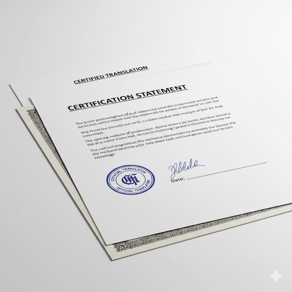 Certified marriage certificate translation with signed translator certification page
