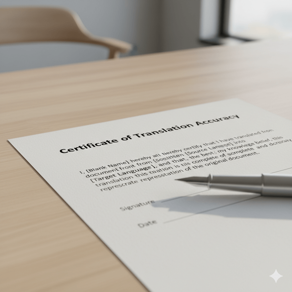 Certified translation statement for an English to Spanish birth certificate translation