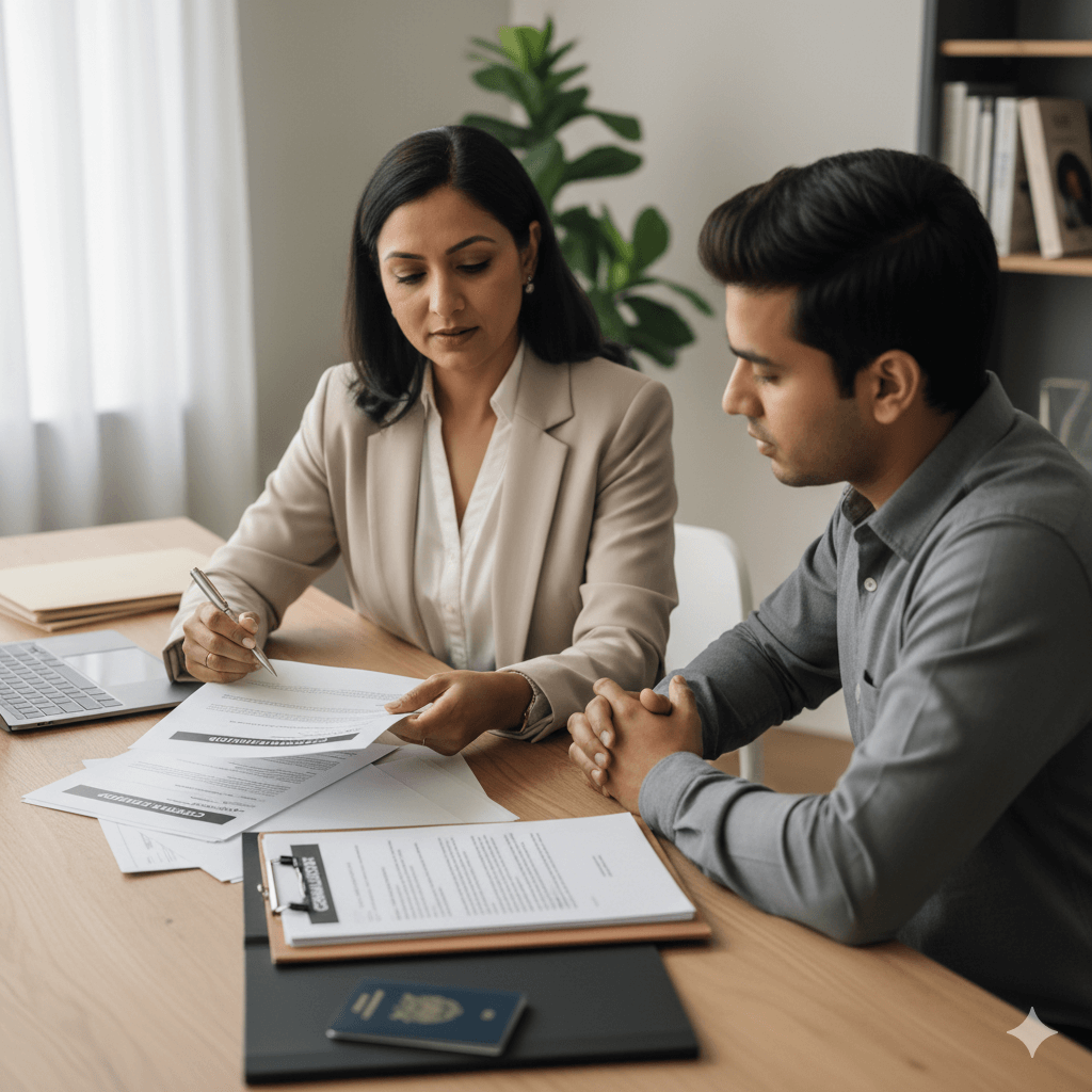 Certified translator assisting with US visa interview preparation