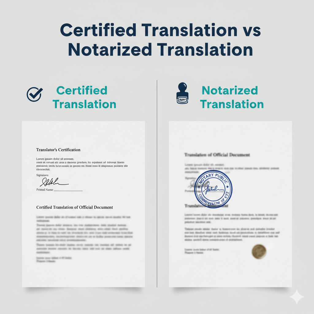 Certified vs notarized birth certificate translation for USCIS and official use