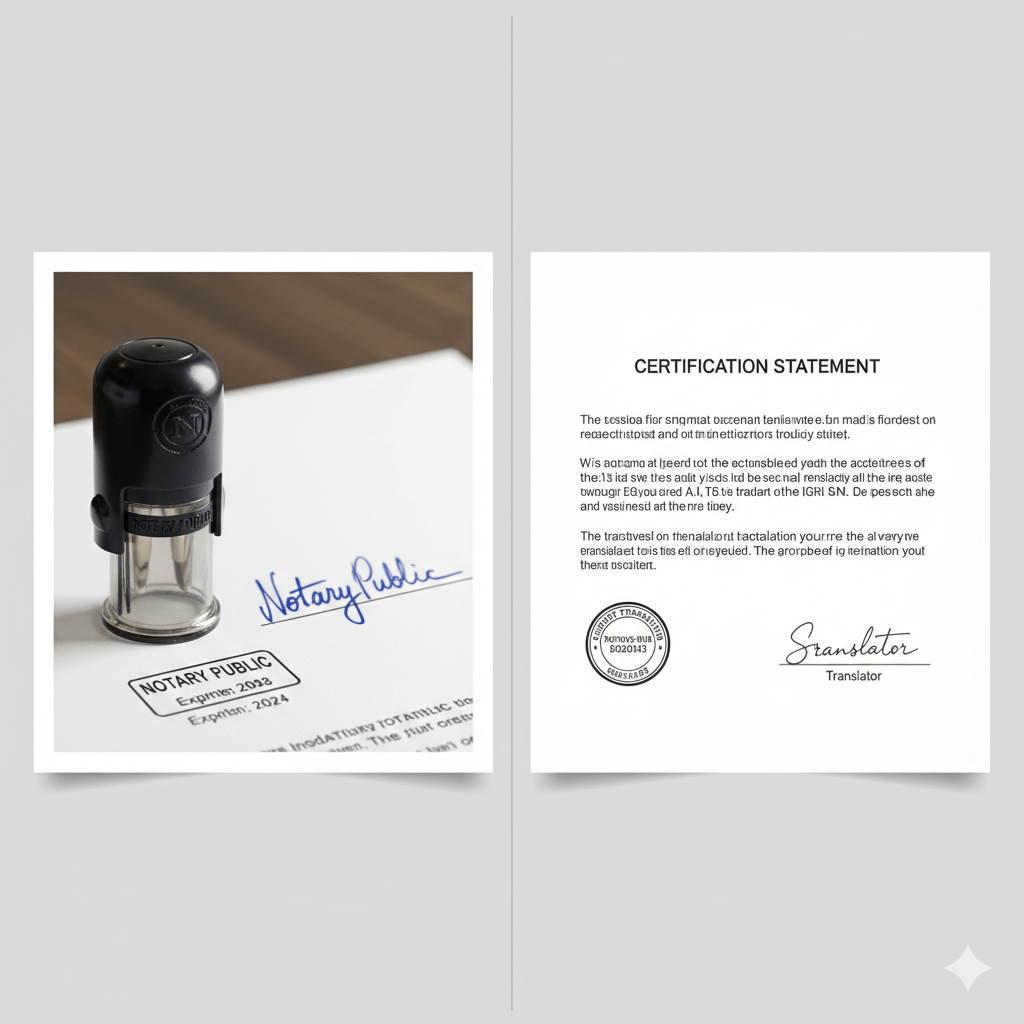 Difference between notarised and certified translation
