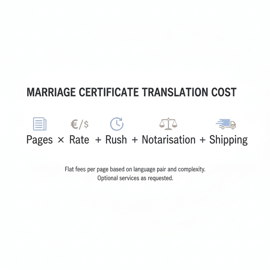 Formula infographic estimating marriage certificate translation price