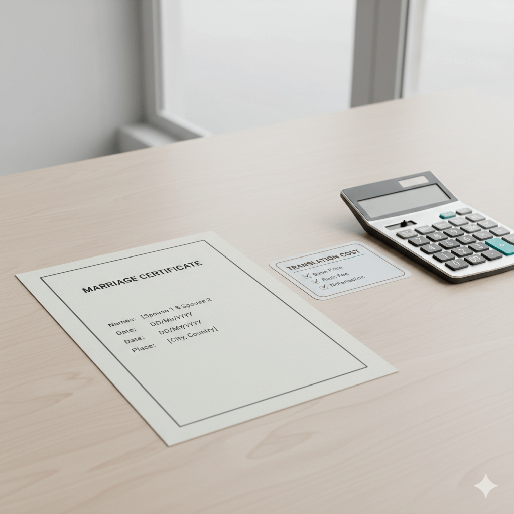 Marriage certificate translation cost with calculator and checklist