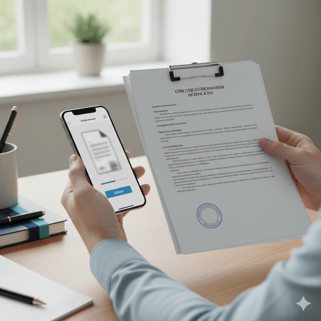Mobile upload for Spanish birth certificate translation service