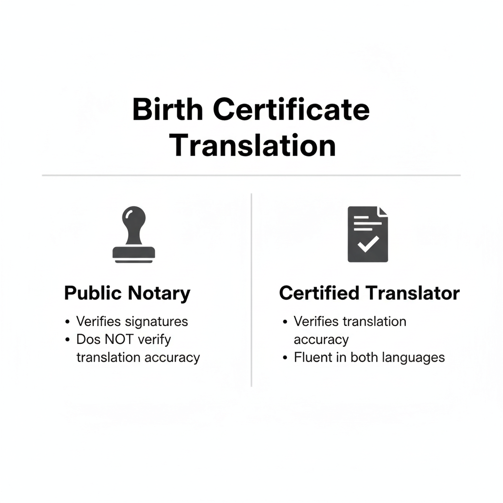 Notary vs certified translator comparison for birth certificate translation