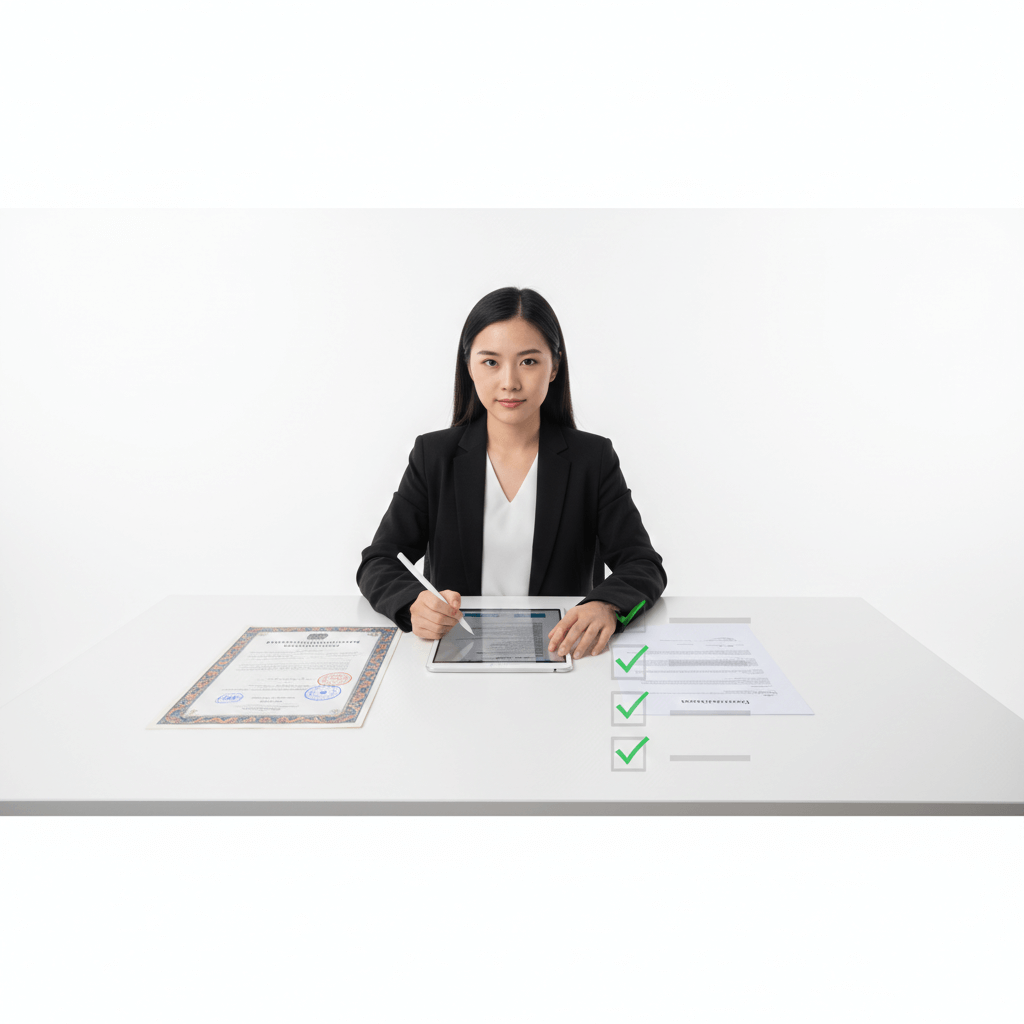 Professional marriage certificate translation service with original and translated documents displayed.