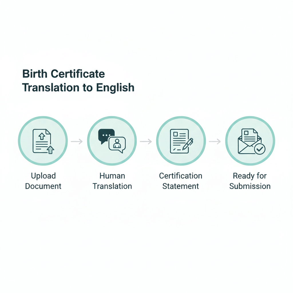 Step by step process for getting a birth certificate translated to English with certification.