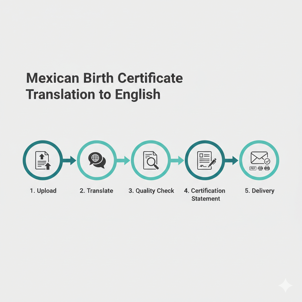 Step by step process to translate a Mexican birth certificate to English with certification.