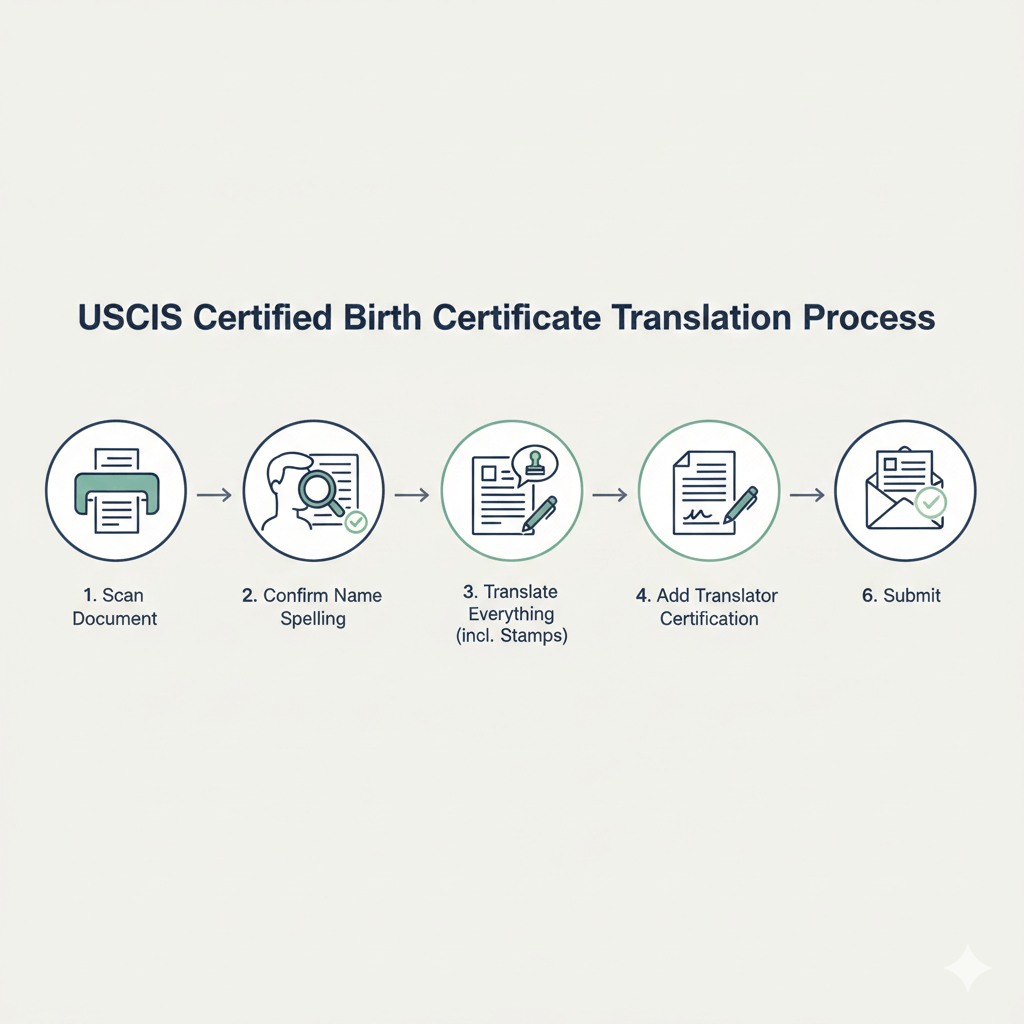 Steps to get a foreign birth certificate translated correctly for USCIS