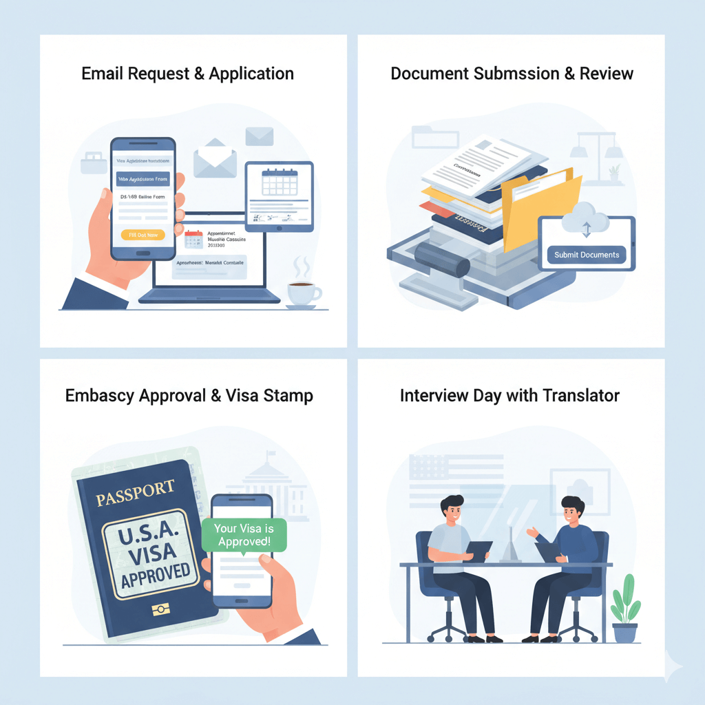 Steps to request a translator for a US visa interview