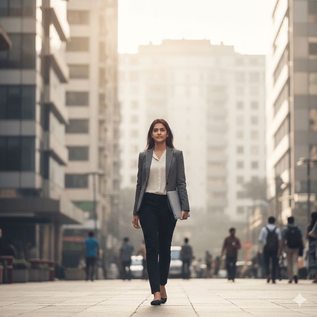 Visa applicant in Mumbai carrying documents for a US interview with interpreter support