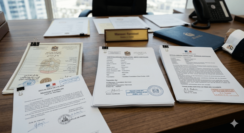 Certified translation documents for U.S. visa application