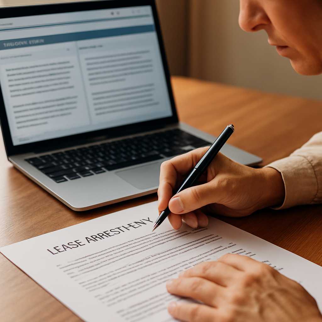 A close up shot of a lease agreement document being translated, with a focus on a translator's hands