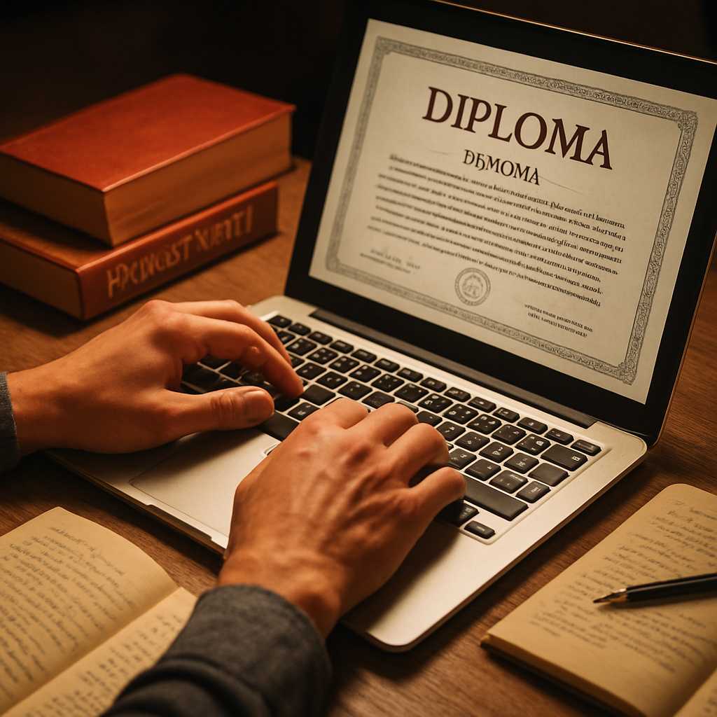 A detailed editorial photograph of a diploma translation process, featuring a close up of a translat