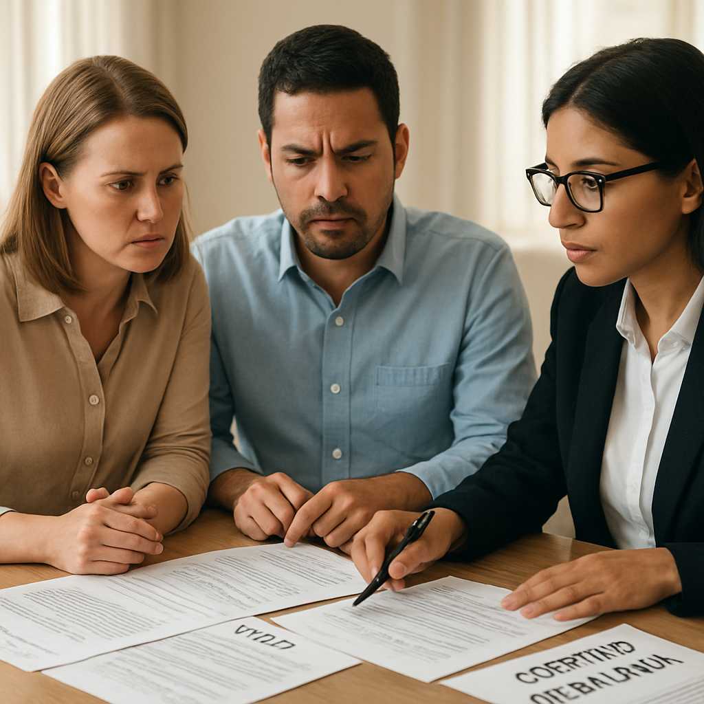 A professional image depicting a couple sitting at a table, reviewing their I 751 immigration docume