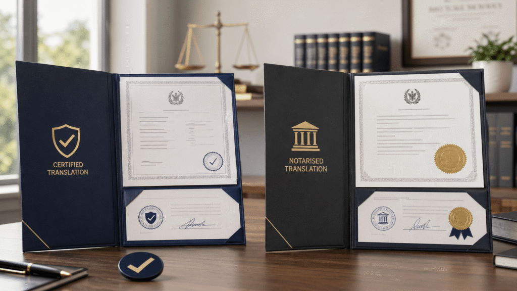 Certified marriage certificate translation versus notarised translation for USCIS