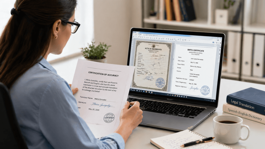 Professional certified translation for USCIS